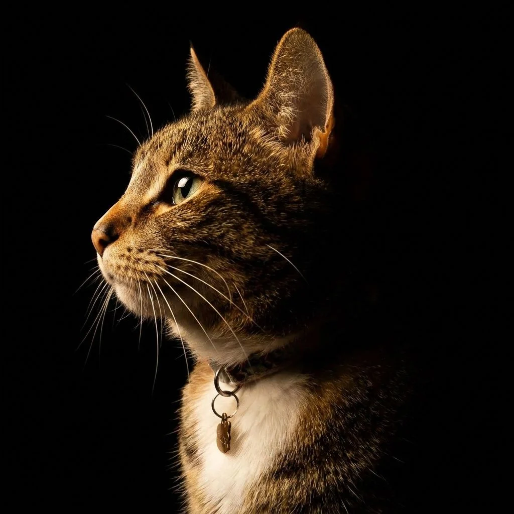Chiaroscuro Profile — Studio Cat subject