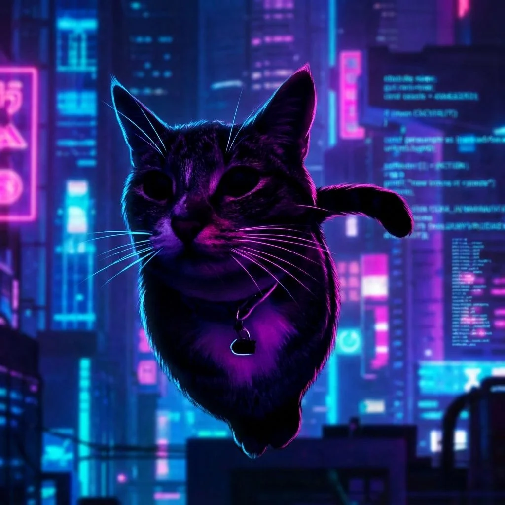 Cyberpunk Silhouette — Studio Cat subject